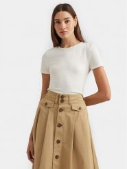 Lauren Ralph Lauren T-Shirt 200655374002 Biały Slim Fit. Białe t-shirty damskie Lauren Ralph Lauren, s, bez wzorów, z bawełny, bez kołnierzyka. Za 249.99 zł.