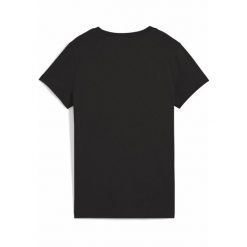 Damska koszulka z logo NO. 1 ESS METALLIC PUMA Black Metallic Silver. Czarne bluzki damskie Puma, xs, bez wzorów, bez kołnierzyka, bez ramiączek. W wyprzedaży za 64.00 zł.