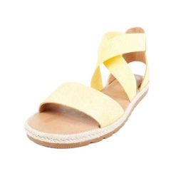 Sandały Damskie Jeden Kolor Skóra Pełnoziarnista Ella II. Żółte sandały damskie Sorel, bez wzorów, ze skóry, bez obcasa, bez zapięcia. Za 348.99 zł.