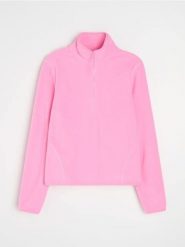 Polarowa bluza half-zip ze stójką - różowy. Czerwone bluzy damskie Sinsay, l, bez wzorów, z polaru, bez kaptura. Za 39.99 zł.