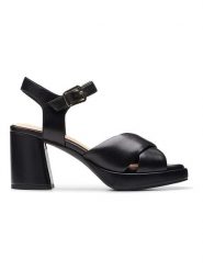 Clarks Skórzane sandały "Ritzy 75 Rae" w kolorze czarnym na obcasie rozmiar: 38. Czarne sandały damskie Clarks, bez wzorów, z otwartym noskiem, bez obcasa, na koturnie, bez zapięcia. Za 217.99 zł.