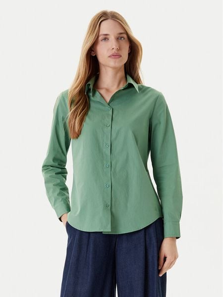 United Colors Of Benetton Koszula 5HAXDQ0AX Zielony Regular Fit. Zielone koszule damskie United Colors Of Benetton, xs, bez wzorów, z bawełny, bez kołnierzyka, bez ramiączek. Za 129.99 zł.