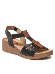Go Soft Sandały ARC-2304-03 Czarny. Czarne sandały damskie GO SOFT, bez wzorów, ze skóry, bez obcasa, na koturnie, bez zapięcia. Za 149.99 zł.