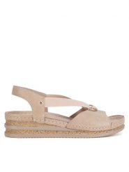 Go Soft Sandały RST-2314-02 Beżowy. Brązowe sandały damskie GO SOFT, bez wzorów, z materiału, bez obcasa, na koturnie, bez zapięcia. Za 119.99 zł.