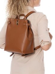 Lia Biassoni Skórzany plecak "Dollaro" w kolorze karmelowym - 26 x 29 x 16 cm rozmiar: onesize. Brązowe plecaki Lia Biassoni, bez wzorów, z materiału. Za 339.99 zł.