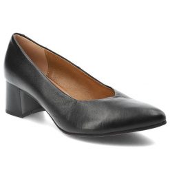 Czarne Czółenka Espirito Stylowe Obuwie Damskie Na Obcasie. Czarne czółenka damskie Espirito, bez wzorów, ze skóry, bez obcasa, na obcasie. Za 322.99 zł.