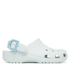 Klapki Crocs. Niebieskie klapki damskie Crocs, bez wzorów, bez obcasa, bez zapięcia. Za 259.99 zł.