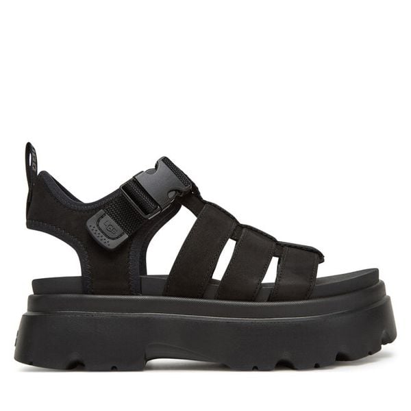 Sandały Ugg. Czarne sandały damskie Ugg, bez wzorów, bez obcasa, na płaskiej podeszwie, bez zapięcia. Za 599.99 zł.