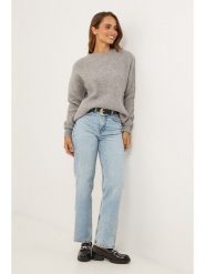 Soft Cashmere Sweter w kolorze szarym rozmiar: 38/40. Szare swetry klasyczne damskie Soft Cashmere, prążkowane, bez kołnierzyka. Za 152.99 zł.