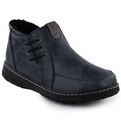 Botki damskie komfortowe granatowe Potocki 25-90349. Botki damskie POTOCKI, z materiału, bez obcasa, bez zapięcia. Za 149.99 zł.