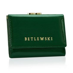 Portfel damski BETLEWSKI ZBPD-BS-14 ZIELONY. Zielone portfele damskie Betlewski, bez wzorów, ze skóry. Za 139.99 zł.