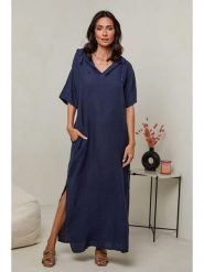Le Monde du Lin Lniana sukienka w kolorze granatowym rozmiar: 38/40. Niebieskie sukienki damskie Le Monde du Lin, bez wzorów, ze lnu, klasyczne, bez ramiączek. Za 190.95 zł.