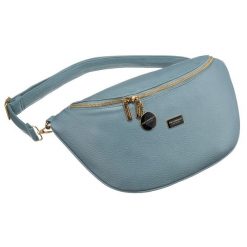 Niebieska saszetka damska biodrówka nerka na ramię crossbody z eko skóry Peterson. Niebieskie nerki i saszetki damskie Peterson, bez wzorów, ze skóry ekologicznej. Za 79.99 zł.