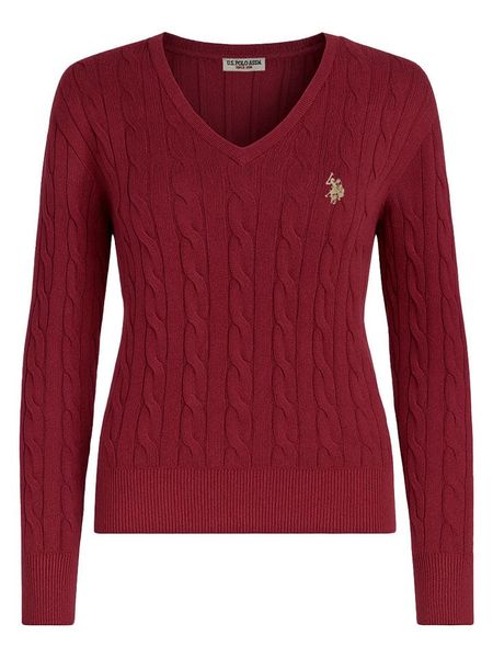 U.S. Polo Assn. Sweter w kolorze bordowym rozmiar: XL. Czerwone swetry klasyczne damskie U.S. Polo Assn., s, z bawełny, bez kołnierzyka. Za 166.10 zł.
