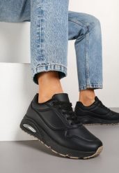 Czarne Sneakersy Ozdobione Tłoczeniem i Perforacją Seniloren. Czarne obuwie sportowe damskie Renee, bez zapięcia. Za 74.99 zł.