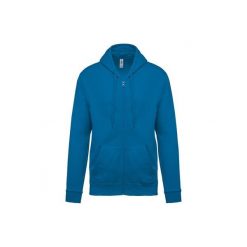 Bluza z kapturem i zamkiem błyskawicznym Kariban. Niebieskie bluzy damskie KARIBAN, uniwersalny, bez wzorów, z bawełny, z kapturem. Za 195.50 zł.