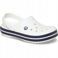 Chodaki Klapki Unisex Crocband 11016 Clog 48-49. Białe klapki damskie Crocs, bez wzorów, z materiału, bez obcasa, bez zapięcia. Za 231.99 zł.