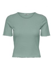 ONLY Koszulka "Emma" w kolorze zielonym rozmiar: XL. Zielone bluzki damskie Only, xl, bez wzorów, bez kołnierzyka, bez ramiączek. Za 48.28 zł.
