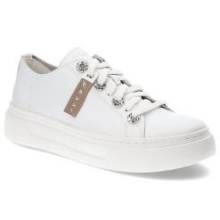 Białe Sneakersy Nessi Skórzane Półbuty Damskie. Białe obuwie sportowe damskie Nessi, na wiosnę, ze skóry, bez zapięcia. Za 379.00 zł.