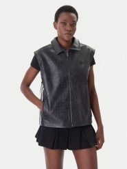 Adidas Kamizelka Pleather KE5033 Czarny Oversize. Czarne kamizelki damskie Adidas, m, bez wzorów, ze skóry, bez kaptura. Za 529.99 zł.