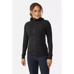 Bluza z kapturem damska Rab Nexus Hoody z kapturem. Czarne bluzy damskie RAB, l, bez wzorów, z materiału, z kapturem. Za 373.99 zł.