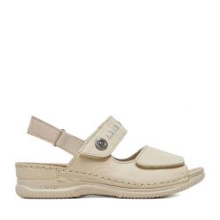 Sandały Rieker. Białe sandały damskie Rieker, bez wzorów, bez obcasa, na płaskiej podeszwie, bez zapięcia. Za 279.99 zł.