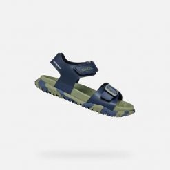 Sandały GEOX SANDAL FUSBETTO BO Zielony. Niebieskie sandały damskie Geox, bez wzorów, z syntetyku, bez obcasa, bez zapięcia. Za 190.99 zł.