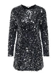 ONLY Sukienka koktajlowa Anika 15358384 Czarny Loose Fit. Czarne sukienki damskie Only, bez wzorów, z syntetyku, wizytowe, bez ramiączek. Za 229.99 zł.