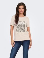 JDY Koszulka w kolorze beżowym rozmiar: XXL. Brązowe koszulki damskie JDY, xxl, bez wzorów, z bawełny, bez kołnierzyka, bez ramiączek. Za 48.39 zł.