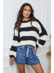 So Cachemire Sweter "Bech" w kolorze czarno-białym rozmiar: S. Białe swetry klasyczne damskie So Cachemire, s, z kaszmiru, bez kołnierzyka. Za 170.47 zł.