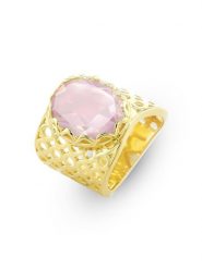 Nomad Pozłacany pierścionek z kwarcem różowym rozmiar: 50. Różowe pierścionki damskie Nomad, z kwarcem, pozłacane. Za 339.00 zł.