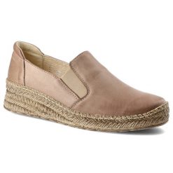 Półbuty damskie Wasak, naturalna skóra licowa z gumowym ściągaczem, cappuccino, 575. Brązowe półbuty damskie Wasak, na lato, bez wzorów, z gumy, bez obcasa, na platformie, bez zapięcia. Za 179.00 zł.
