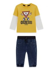 Guess Komplet bluzka i spodnie I6YG04 K3973 Żółty Regular Fit. Żółte t-shirty i koszulki chłopięce Guess, z aplikacjami, z bawełny, bez kołnierzyka, bez ramiączek. Za 234.99 zł.