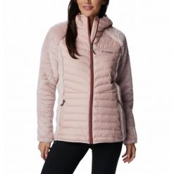 Bluza Puchowa Damska Columbia Powder Lite Sherpa Hybrid Full Zip. Czerwone bluzy damskie Columbia, s, bez wzorów, z puchu, bez kaptura. Za 390.99 zł.