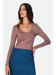 ASSUILI Koszulka w kolorze szarobrązowym rozmiar: 42. Brązowe koszulki damskie Assuili, bez wzorów, bez kołnierzyka, bez ramiączek. Za 70.24 zł.