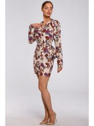 Made of emotion Sukienka w kolorze kremowo-fioletowo-czerwonym rozmiar: XXL. Brązowe sukienki damskie Made Of Emotion, bez wzorów, bez ramiączek. Za 48.05 zł.