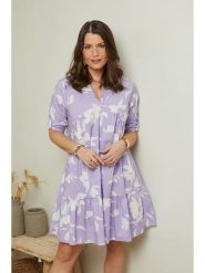 Curvy Lady Sukienka w kolorze lawendowo-białym rozmiar: 40/42. Białe sukienki damskie Curvy Lady, bez wzorów, z wiskozy, klasyczne, bez ramiączek. Za 79.03 zł.