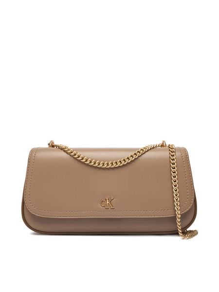 Calvin Klein Torebka Ck Convertible Chain Small Bag LV04F3172G Beżowy. Brązowe torebki wieczorowe damskie Calvin Klein, bez wzorów, ze skóry, bez dodatków. Za 529.99 zł.