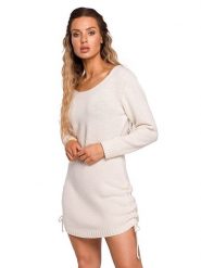 Made of emotion Sukienka w kolorze kremowym rozmiar: L/XL. Brązowe sukienki damskie Made Of Emotion, bez wzorów, bez ramiączek. Za 110.55 zł.