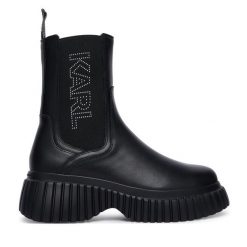 Botki KARL LAGERFELD. Czarne botki damskie KARL LAGERFELD, bez obcasa, na płaskiej podeszwie, bez zapięcia. Za 1,184.00 zł.