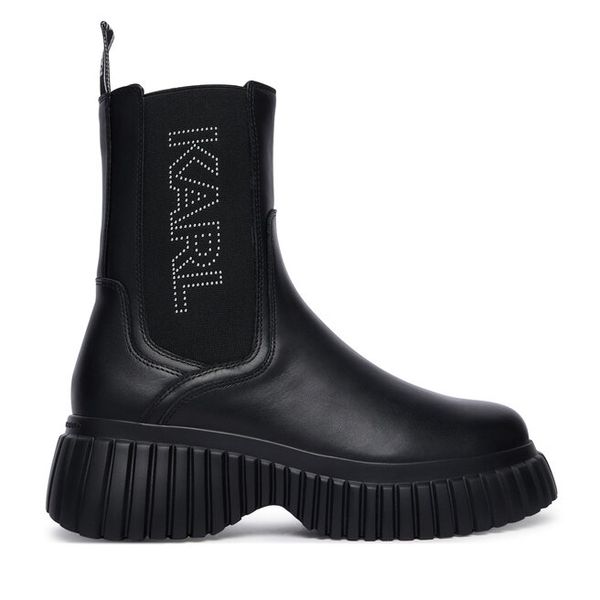 Botki KARL LAGERFELD. Czarne botki damskie KARL LAGERFELD, bez obcasa, na płaskiej podeszwie, bez zapięcia. Za 1,189.00 zł.