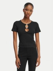 HUGO T-Shirt Diheart 50562071 Czarny Slim Fit. Czarne t-shirty damskie Hugo, xs, bez wzorów, z bawełny, bez kołnierzyka. Za 279.99 zł.