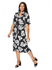 Aller Simplement Sukienka w kolorze czarno-białym rozmiar: 50/52. Czarne sukienki damskie Aller Simplement, bez wzorów, z tkaniny, bez ramiączek. Za 56.99 zł.