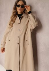 Beżowy Płaszcz Trencz Oversize Flilia. Brązowe płaszcze damskie Renee, m, bez wzorów, bez kaptura. Za 219.99 zł.