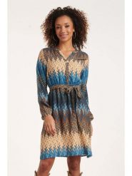 Smashed Lemon Sukienka w kolorze beżowo-niebieskim rozmiar: 3XL. Brązowe sukienki damskie Smashed Lemon, bez wzorów, z tkaniny, bez ramiączek. Za 126.99 zł.