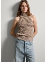 STEFANEL Bezrękawnik w kolorze szarobrązowym rozmiar: S. Brązowe swetry klasyczne damskie Stefanel, s, ze splotem, bez kołnierzyka. Za 195.99 zł.