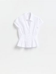 Taliowana koszula - biały. Białe koszule damskie Reserved, l, bez wzorów, z bawełny, bez kołnierzyka, bez ramiączek. Za 89.99 zł.