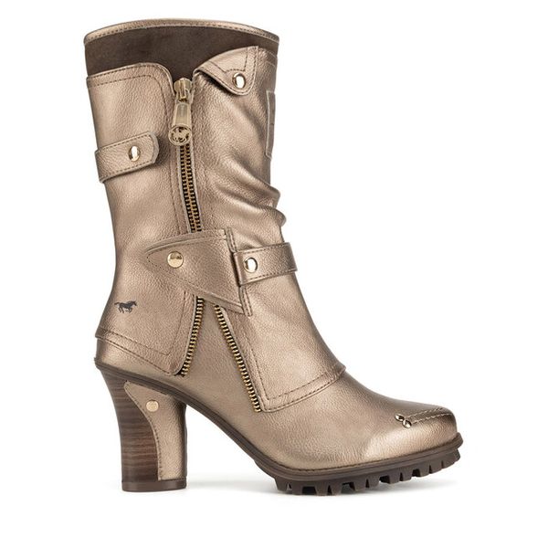 Kozaki Mustang. Żółte kozaki damskie Mustang, bez obcasa, na słupku, bez zapięcia. Za 239.99 zł.