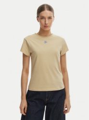 Tommy Hilfiger T-Shirt WW0WW48710 Beżowy Slim Fit. Brązowe t-shirty damskie Tommy Hilfiger, m, bez wzorów, z bawełny, bez kołnierzyka. Za 169.99 zł.