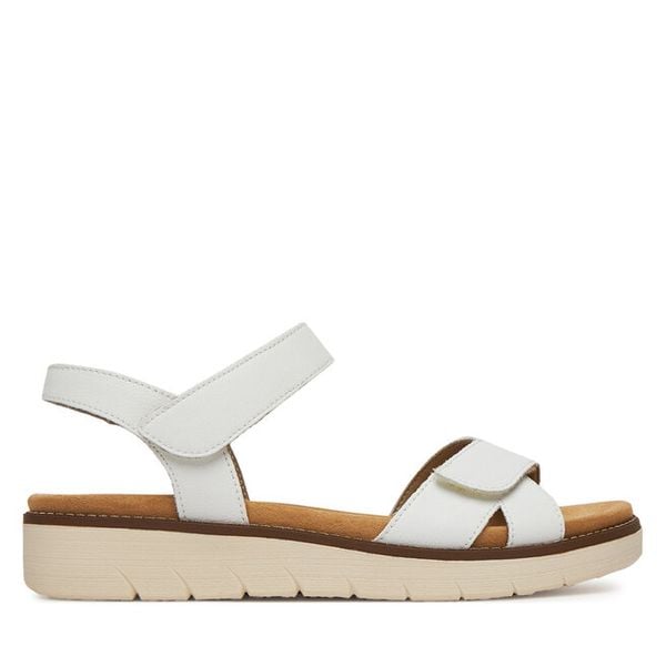 Sandały Remonte. Białe sandały damskie Remonte, bez wzorów, bez obcasa, na płaskiej podeszwie, bez zapięcia. Za 369.99 zł.